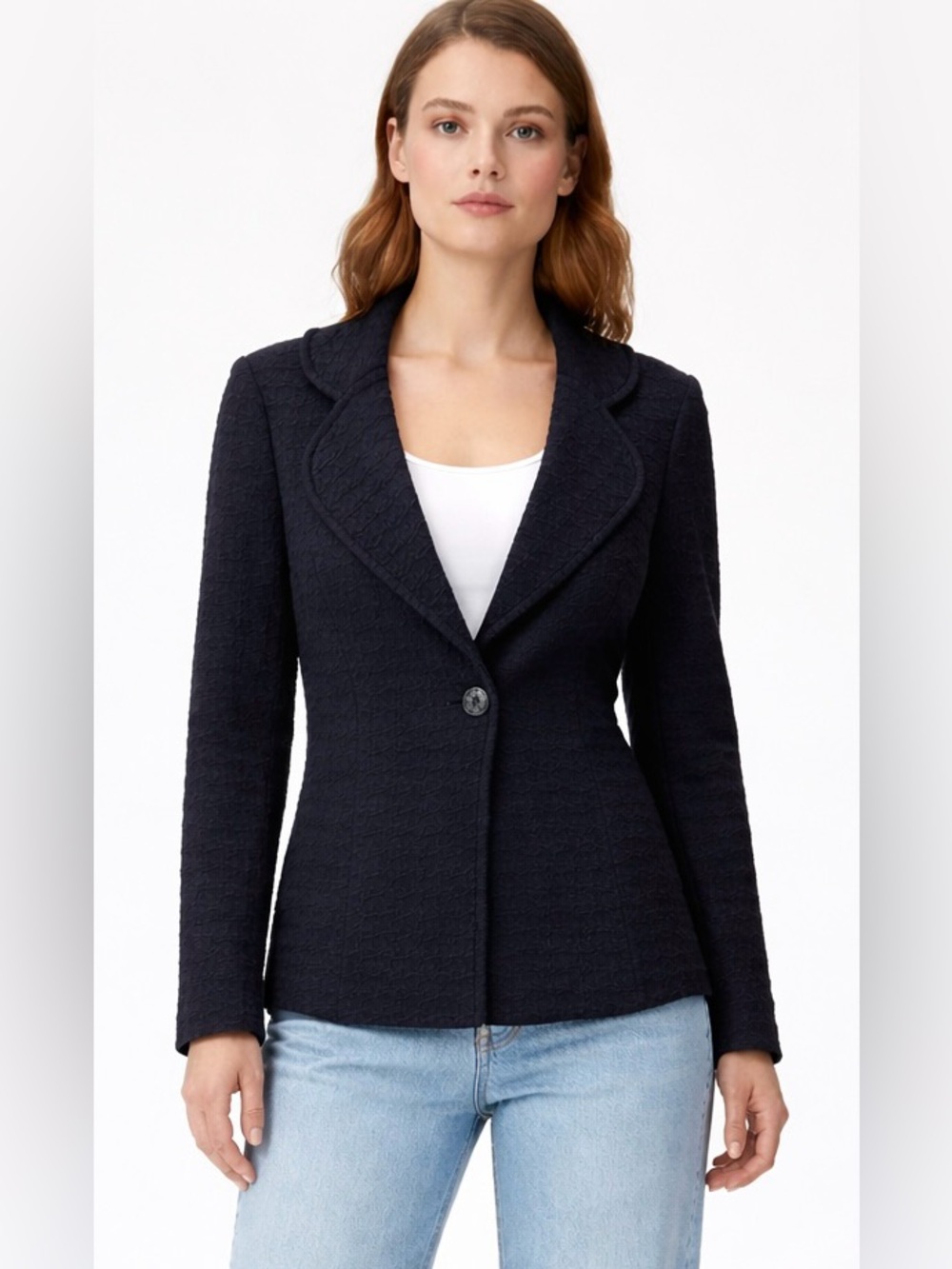 ST John Collection Black Knit Textured Women's Blazer Jacket